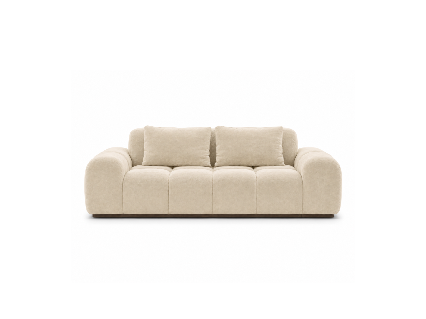 Bari Sofa 2 Seater in Creme velvet, front view