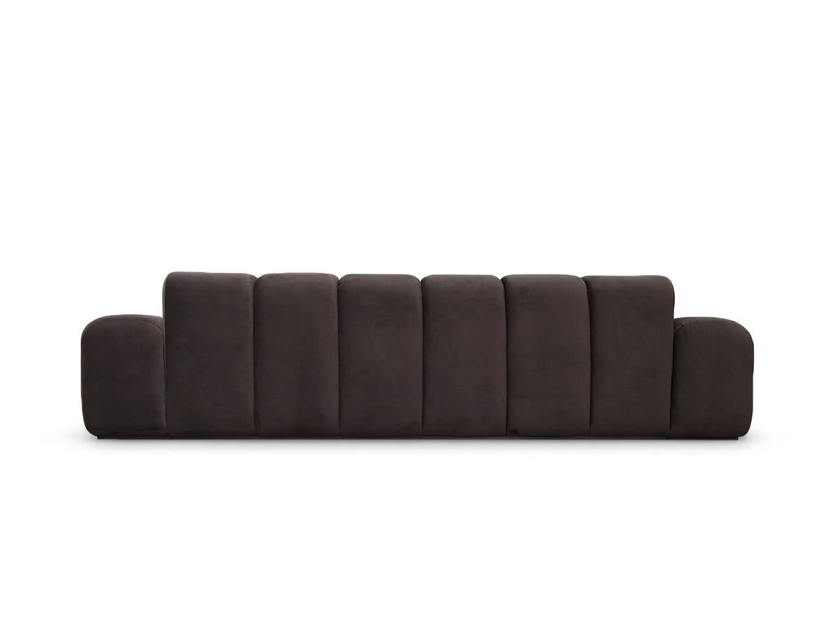 Bari Sofa 3 Seater in Brown velvet, back angle