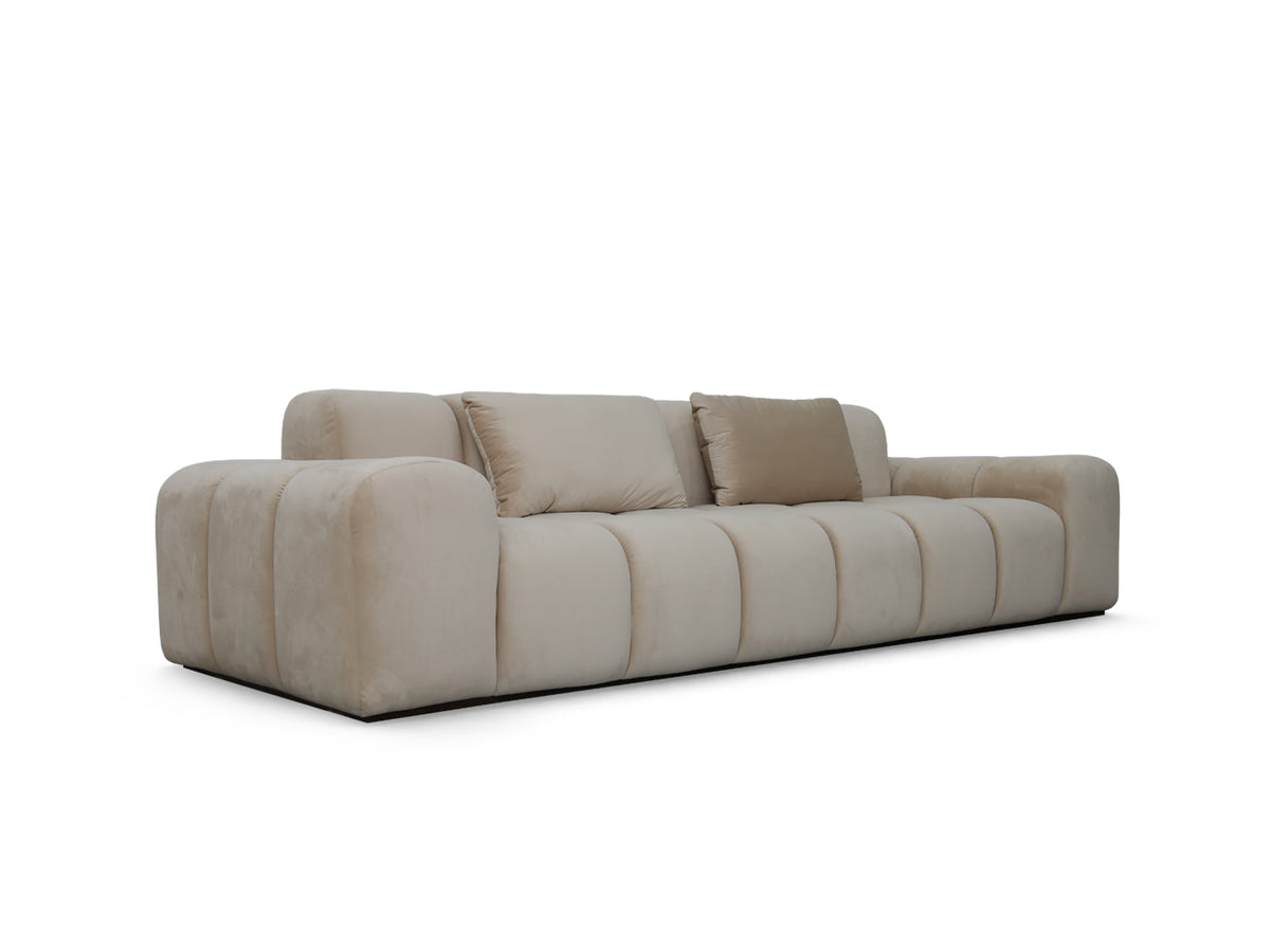 Bari Sectional in Nougat velvet, 45 angle