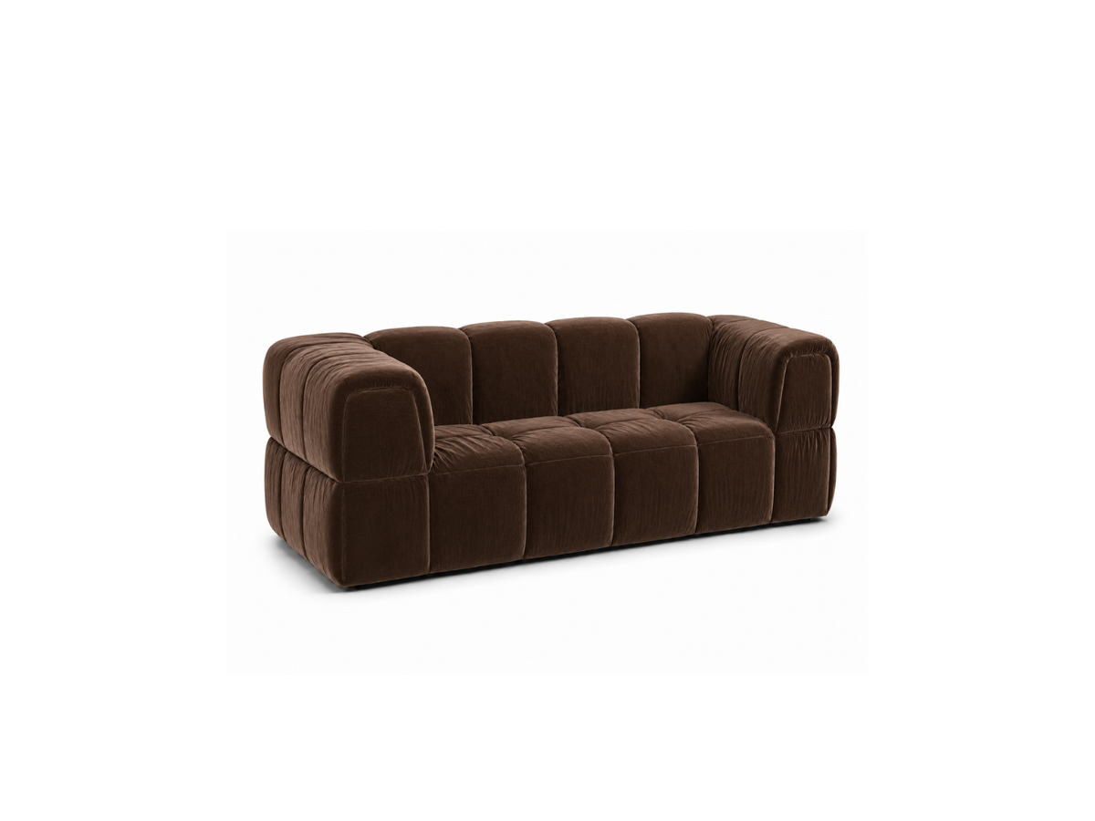 Turin Sofa 2 Seater in Mocha velvet, front angle