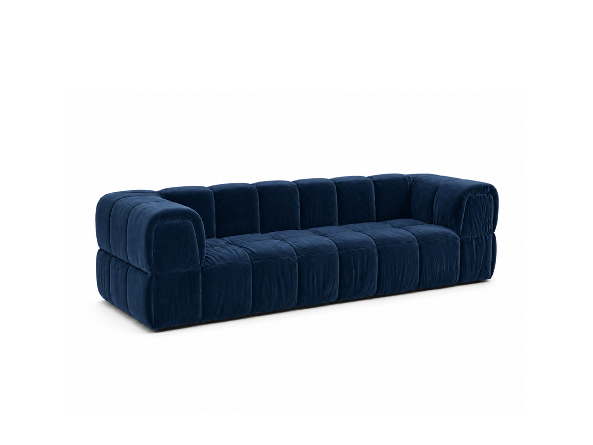 Turin Sofa 3-Seat in Cobalt velvet, hero45 angle.