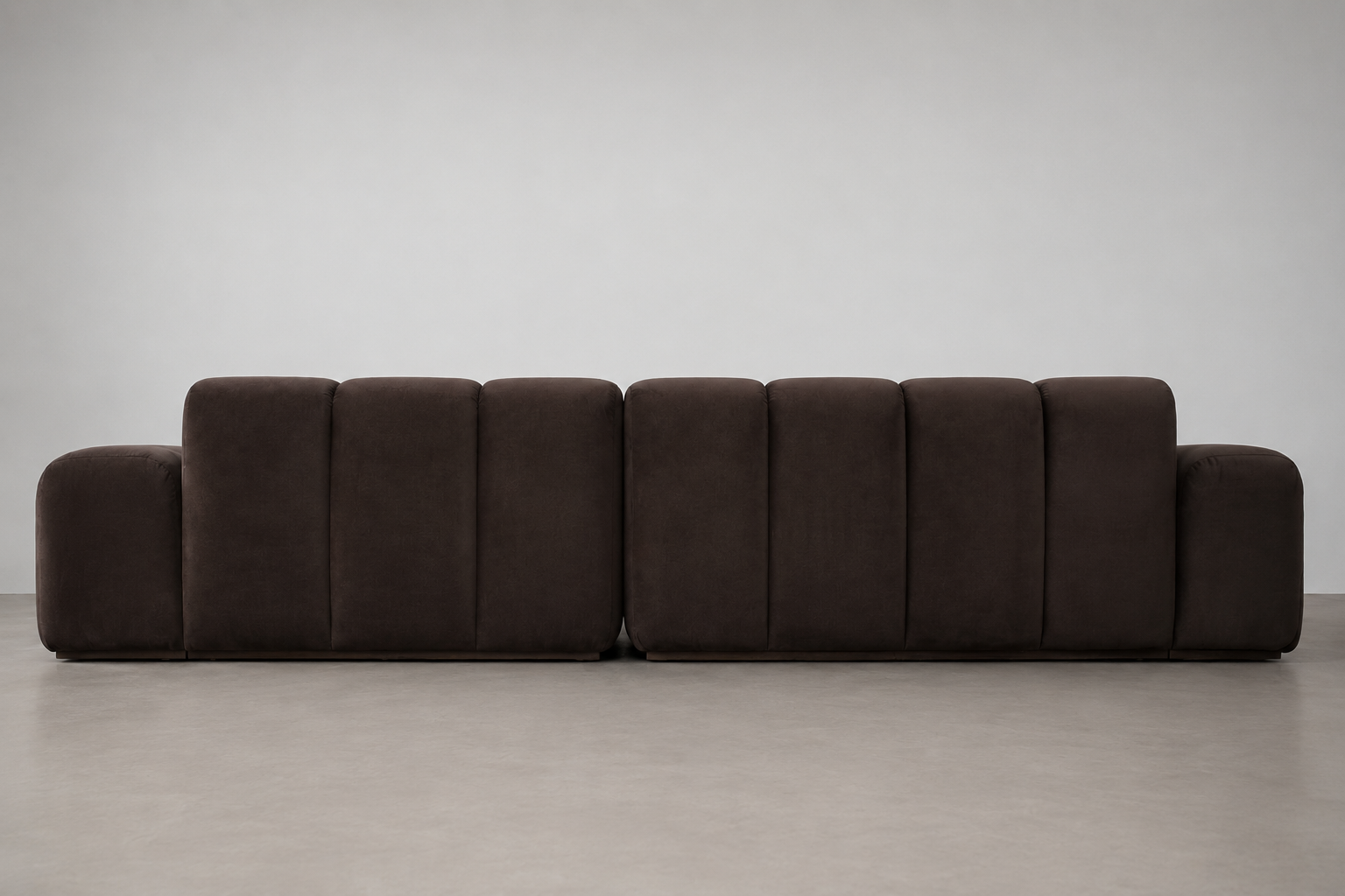 Bari Chaise Sectional, Dark Brown Velvet
