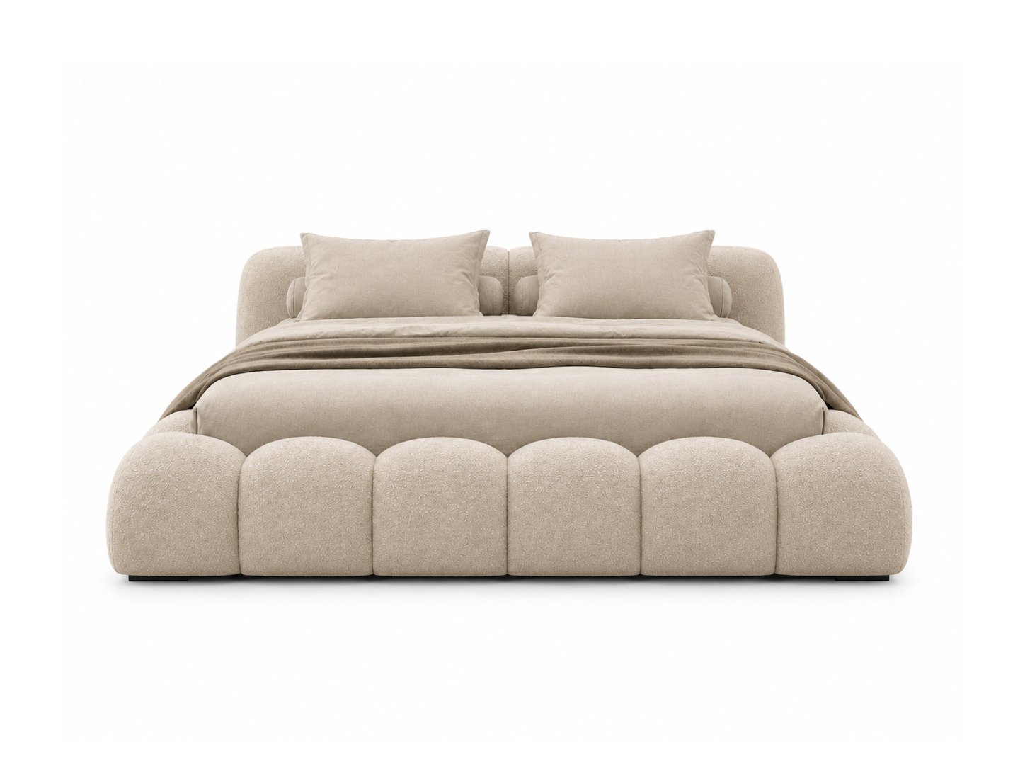 Bari Bed in Beige boucle, front view