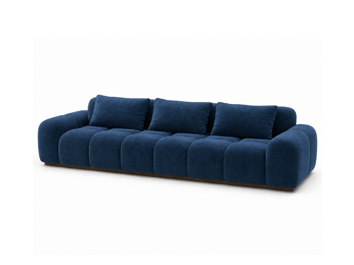 Bari Sofa 3-Seat in Cobalt velvet, hero45 angle.