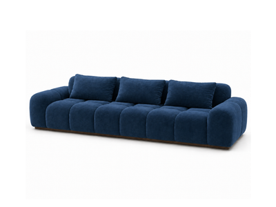 Bari Sofa 3-Seat in Cobalt velvet, hero45 angle.