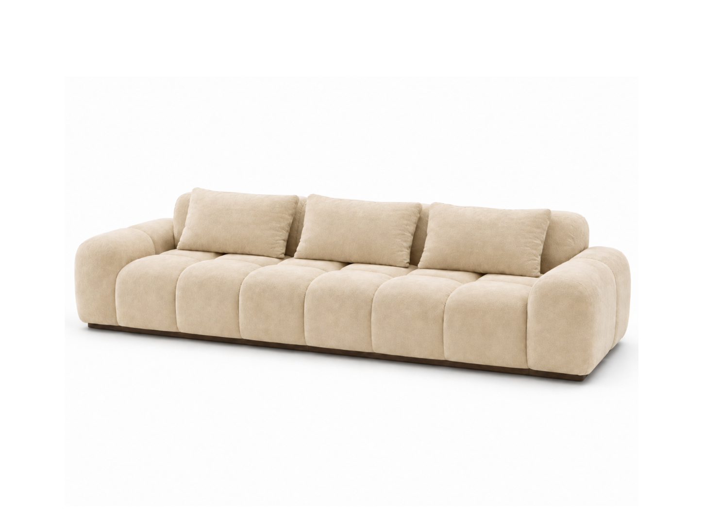 Bari Sofa 3-Seat in Creme velvet, hero45 angle.