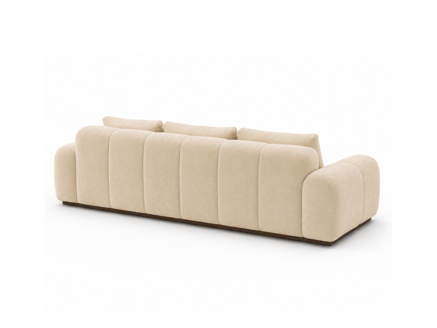 Bari Sofa 3-Seat in Creme velvet, back45 angle.