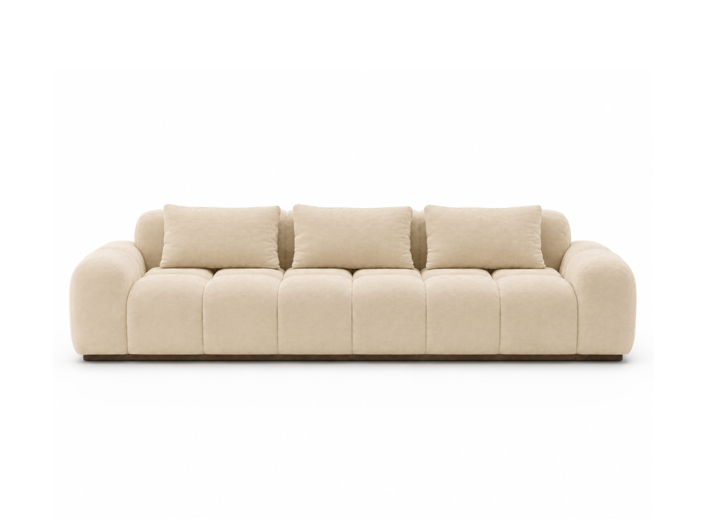 Bari Sofa 3-Seat in Creme velvet, front angle.