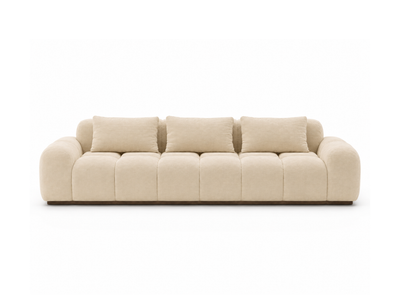 Bari Sofa 3-Seat in Creme velvet, front angle.