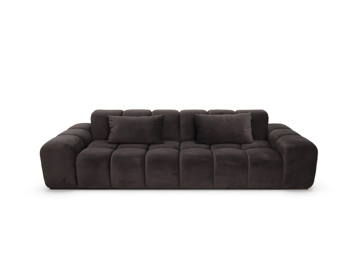 Bari Sofa 3 Seater in Brown velvet, high-45 angle