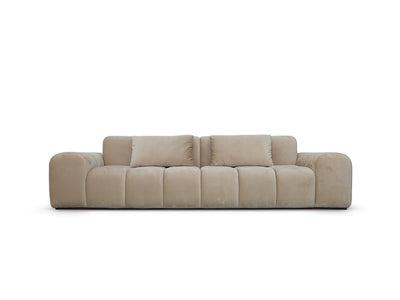 Bari Sectional in Nougat velvet, front angle
