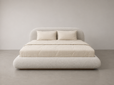 Curva Bed Super King in Boucle Sand, front