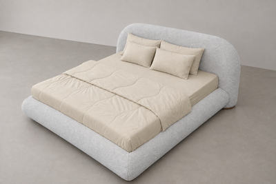 Curva Bed Super King in Boucle Sand, high45