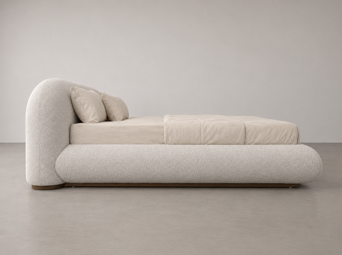 Curva Bed Super King in Boucle Sand, side