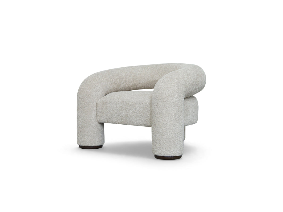 Trinom Chair in Mochaccino Bouclé, 45 angle