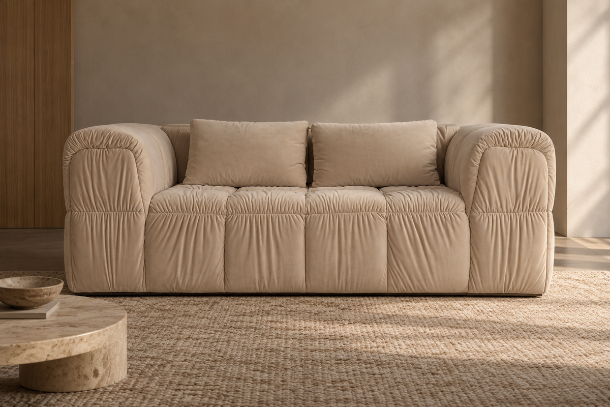 Turin Sofa 2-Seat, Creme Velvet