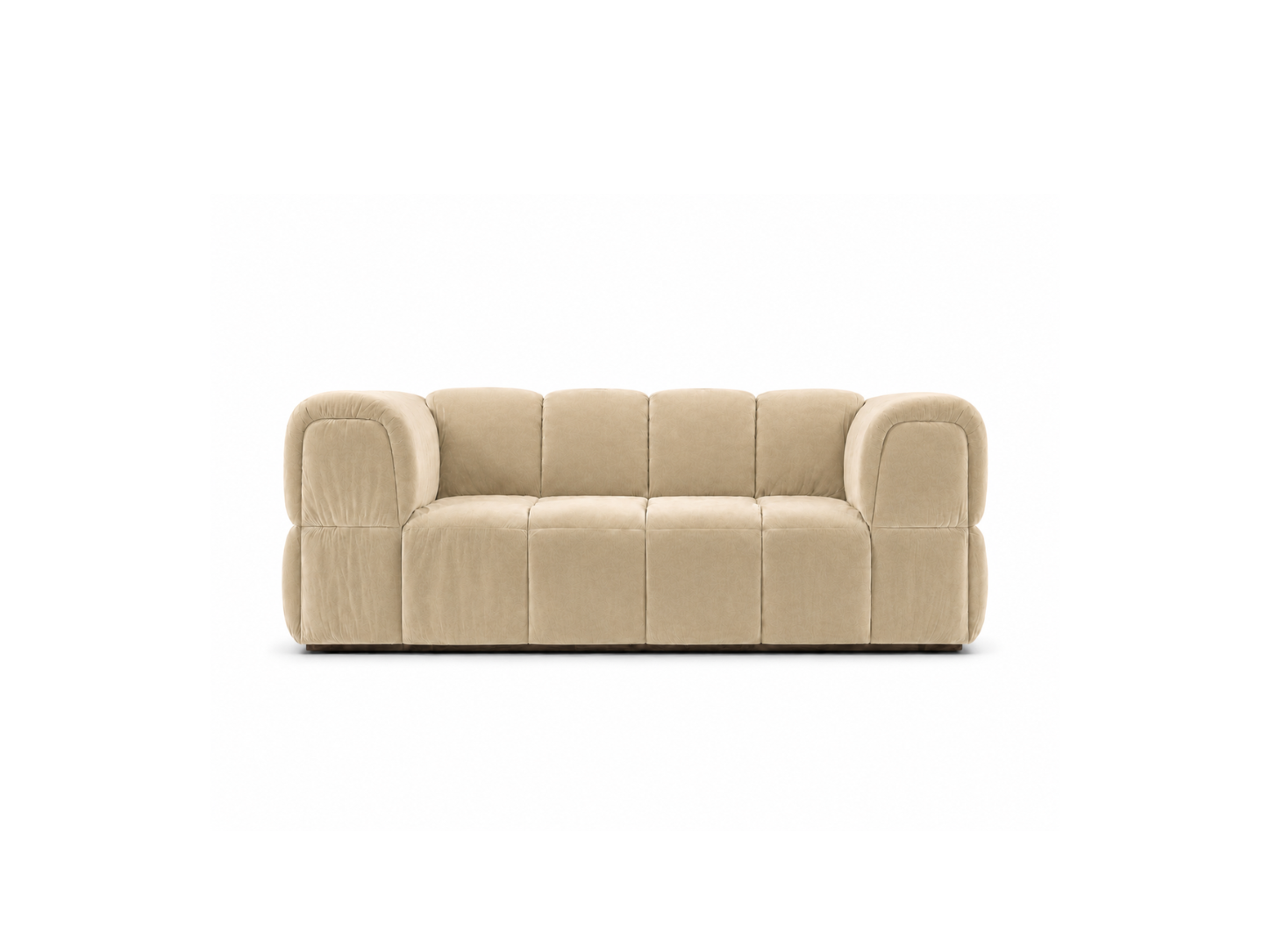 Turin Sofa 2 Seater in Creme velvet, front view