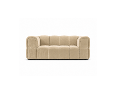 Turin Sofa 2 Seater in Creme velvet, front view