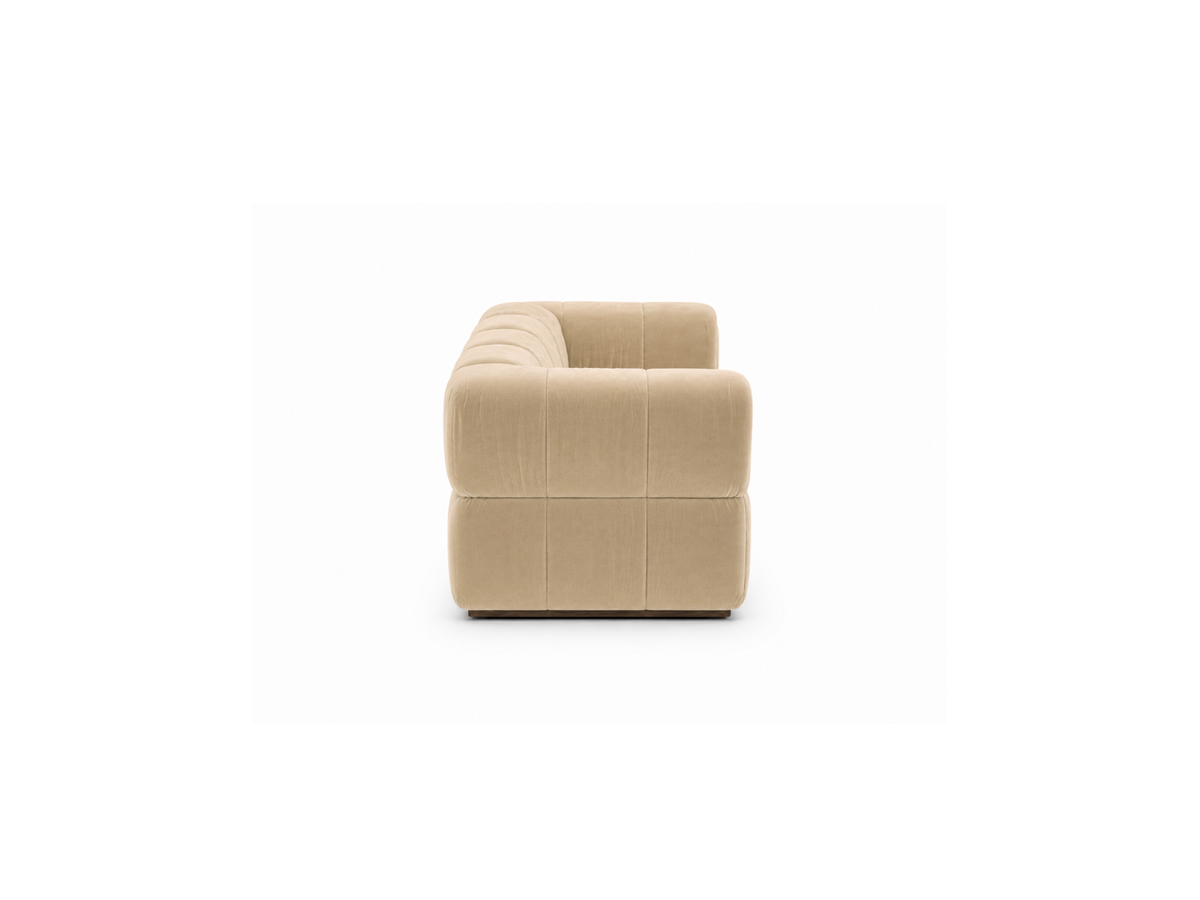 Turin Sofa 2 Seater in Creme velvet, side90 angle