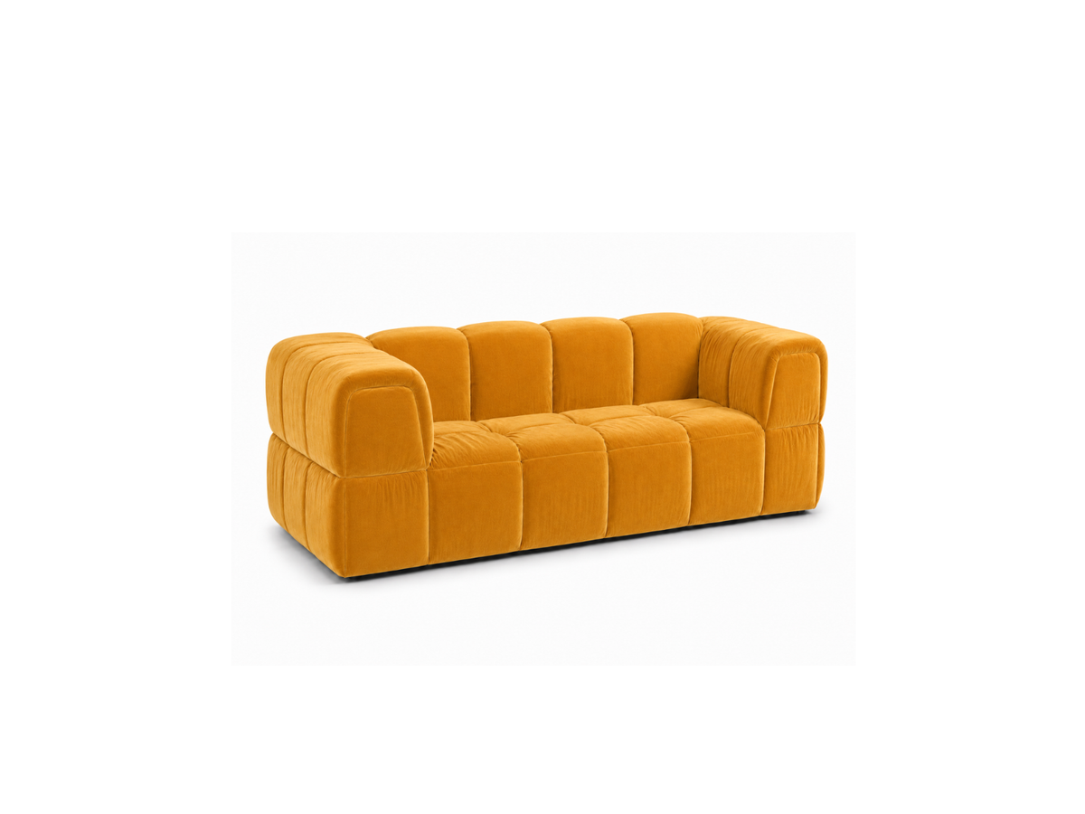 Turin Sofa 2 Seater in Saffron velvet, front angle