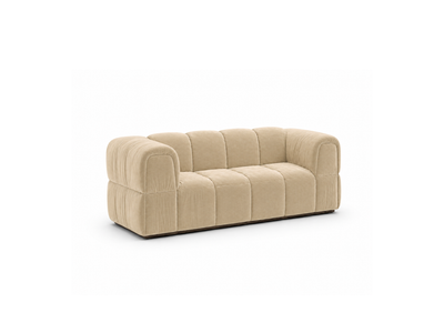 Turin Sofa 2 Seater in Creme velvet, front angle