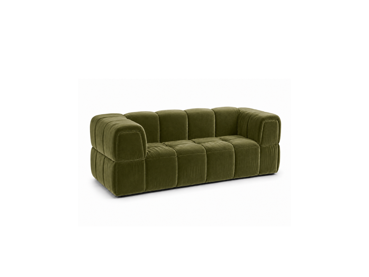 Turin Sofa 2 Seater in Verde velvet, front angle