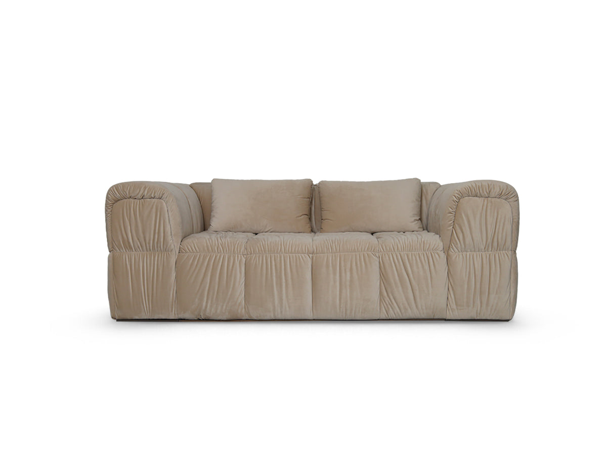 Turin Sofa in Nougat velvet, front view