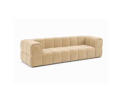 Turin Sofa 3-Seat in Creme velvet, hero45 angle.