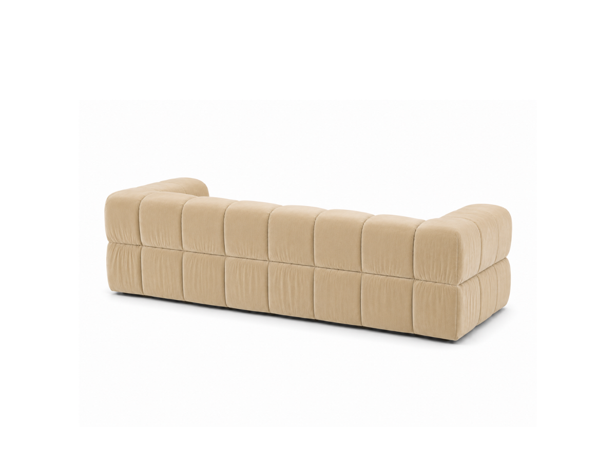 Turin Sofa 3-Seat in Creme velvet, rear34 angle.