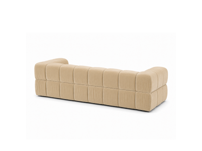 Turin Sofa 3-Seat in Creme velvet, rear34 angle.
