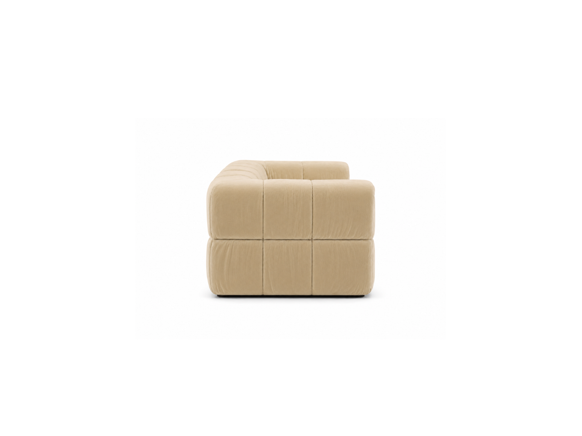 Turin Sofa 3-Seat in Creme velvet, side90 angle.