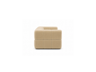 Turin Sofa 3-Seat in Creme velvet, side90 angle.