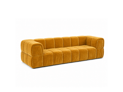 Turin Sofa 3-Seat in Saffron velvet, hero45 angle.