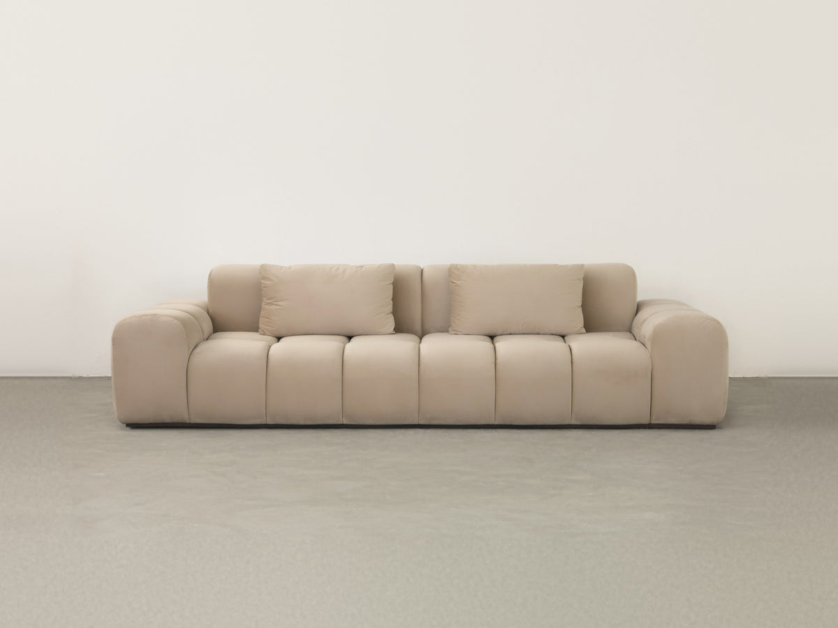 Bari Sofa 3-Seat, Creme Velvet, front
