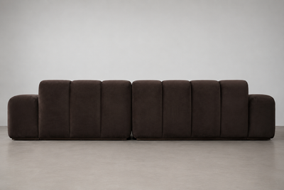 Bari Chaise Sectional, Dark Brown Velvet