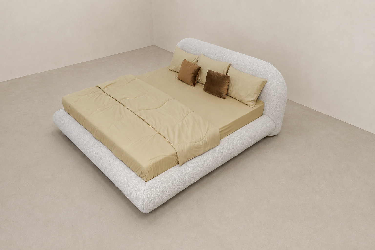 Curva Bed Super King, Bouclé Sand