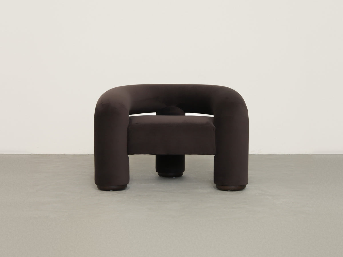 Trinom Chair, Dark Brown Velvet, front